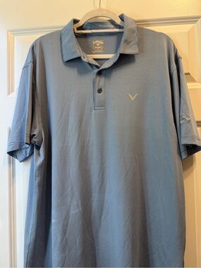 Callaway Men's Sky Blue White striped Performance Golf Polo